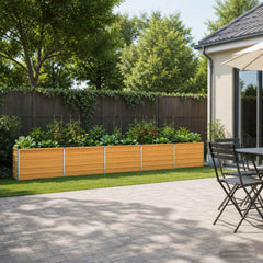 Raised Garden Bed 400 x 40 x 55 cm Galvanised Steel Wood Natural