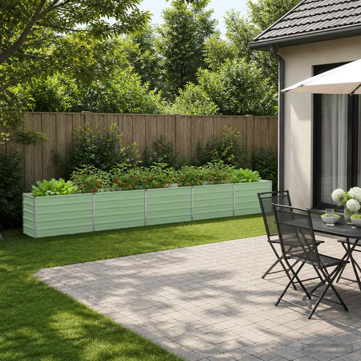 Raised Garden Bed 400 x 40 x 55 cm Galvanised Steel Pastel Green