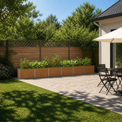 Raised Garden Bed 600 x 40 x 55 cm Galvanised Steel Wood Brown