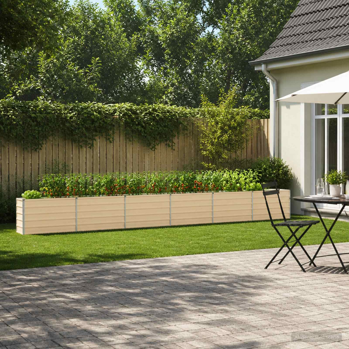 Raised Garden Bed 600 x 40 x 55 cm Galvanised Steel Ivory