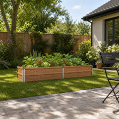 Raised Garden Bed 160 x 40 x 24 cm Galvanised Steel Wood Brown