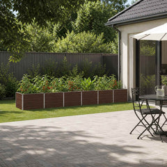 Raised Garden Bed 480 x 80 x 55 cm Galvanised Steel Black Walnut
