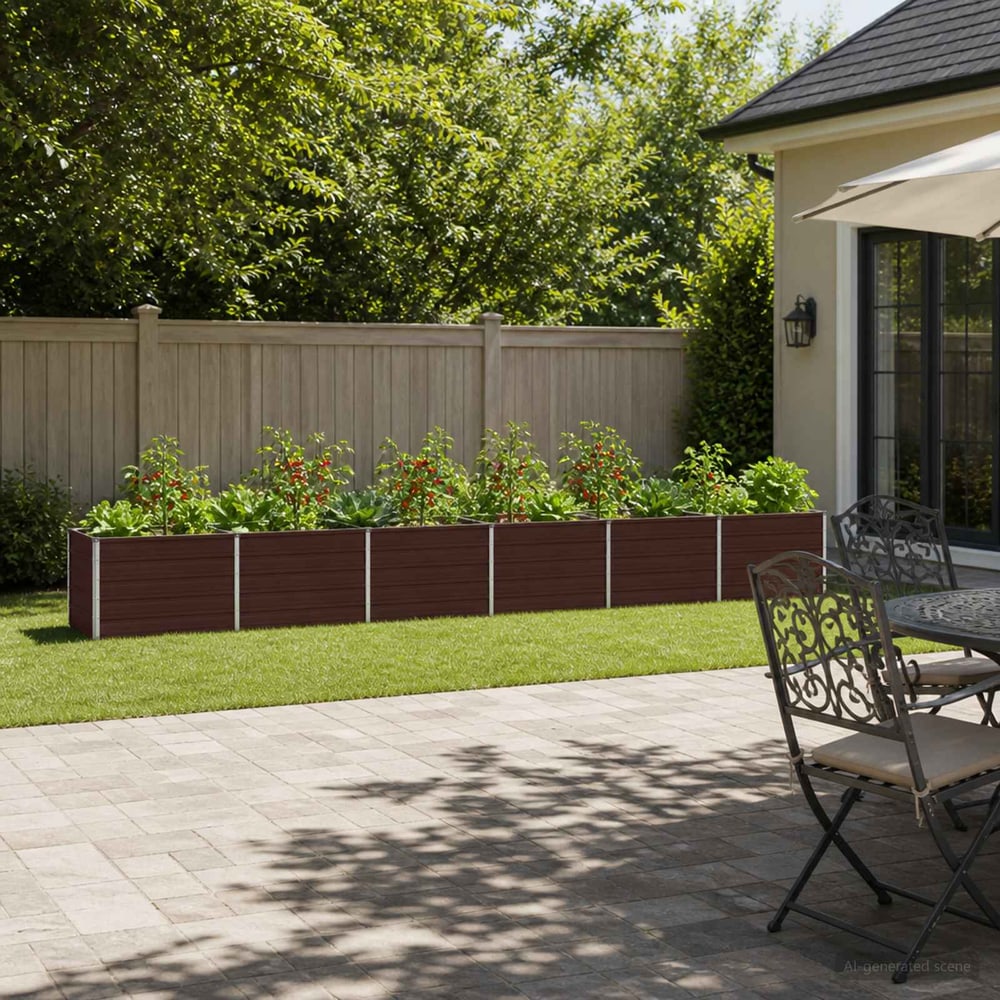 Raised Garden Bed 480 x 80 x 55 cm Galvanised Steel Brown