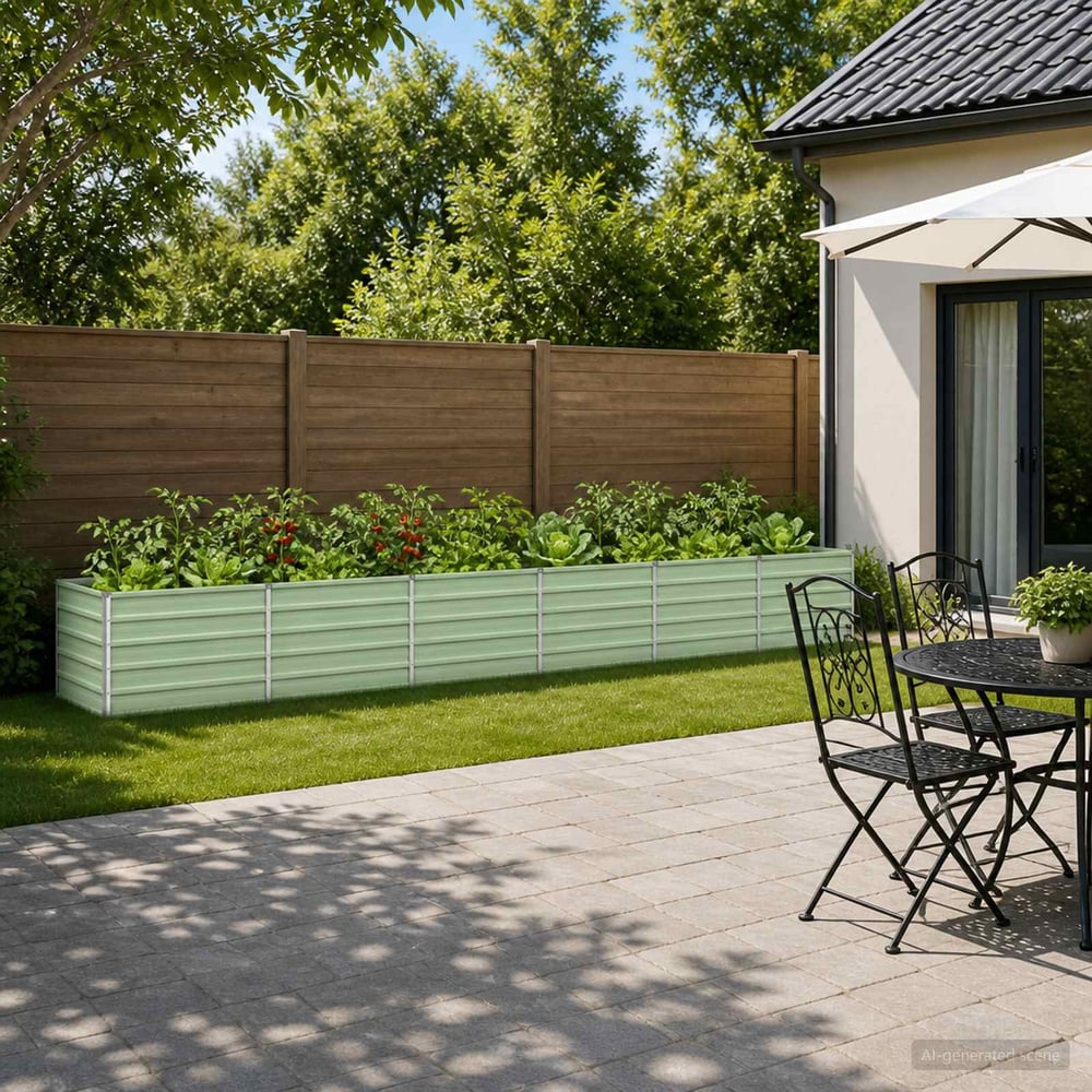 Raised Garden Bed 480 x 80 x 55 cm Galvanised Steel Pastel Green