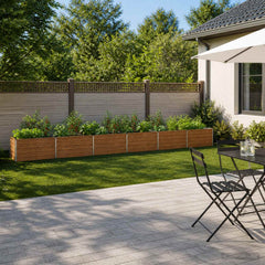 Raised Garden Bed 600 x 80 x 55 cm Galvanised Steel Wood Brown