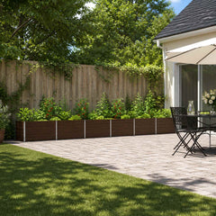 Raised Garden Bed 600 x 80 x 55 cm Galvanised Steel Black Walnut