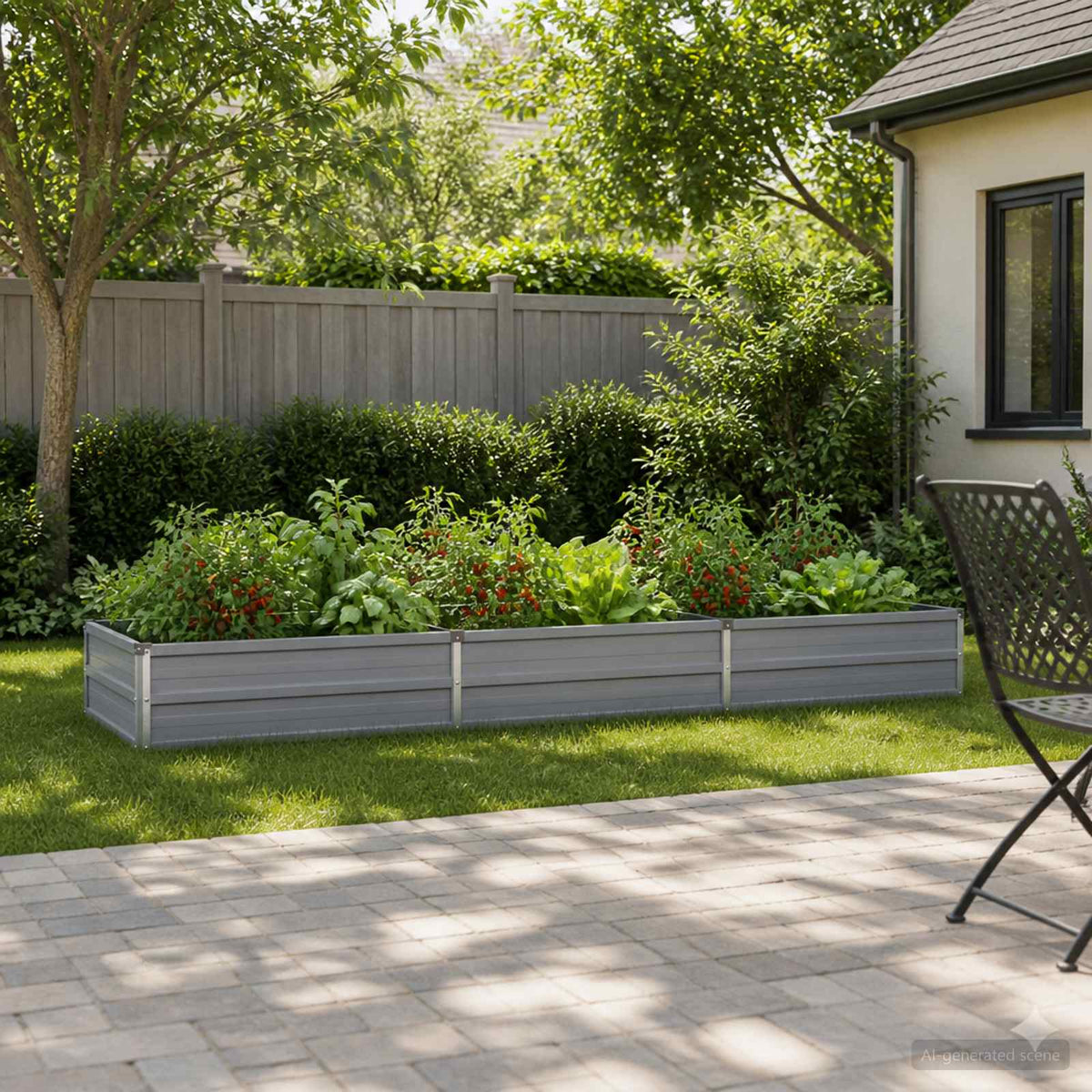 vidaXL Raised Garden Bed Grey 240 x 80 x 24 cm Galvanised Steel 1