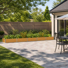 Raised Garden Bed 400 x 80 x 24 cm Galvanised Steel Wood Natural