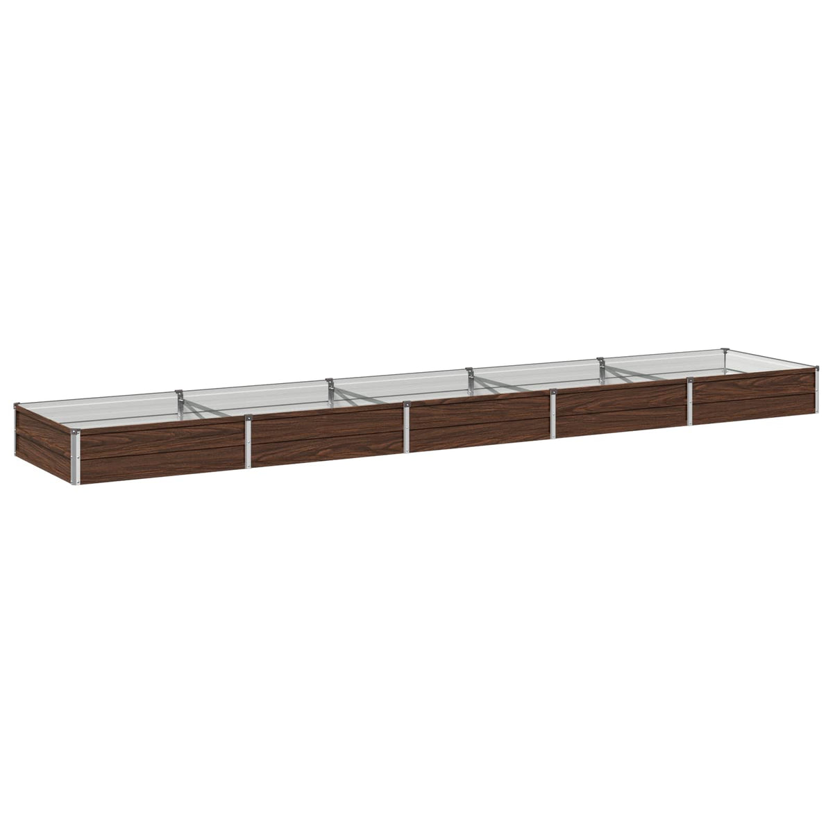 Raised Garden Bed 400 x 80 x 24 cm Galvanised Steel Black Walnut