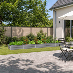 Raised Garden Bed 400 x 80 x 24 cm Galvanised Steel Grey