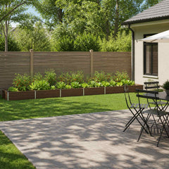Raised Garden Bed 480 x 80 x 24 cm Galvanised Steel Black Walnut