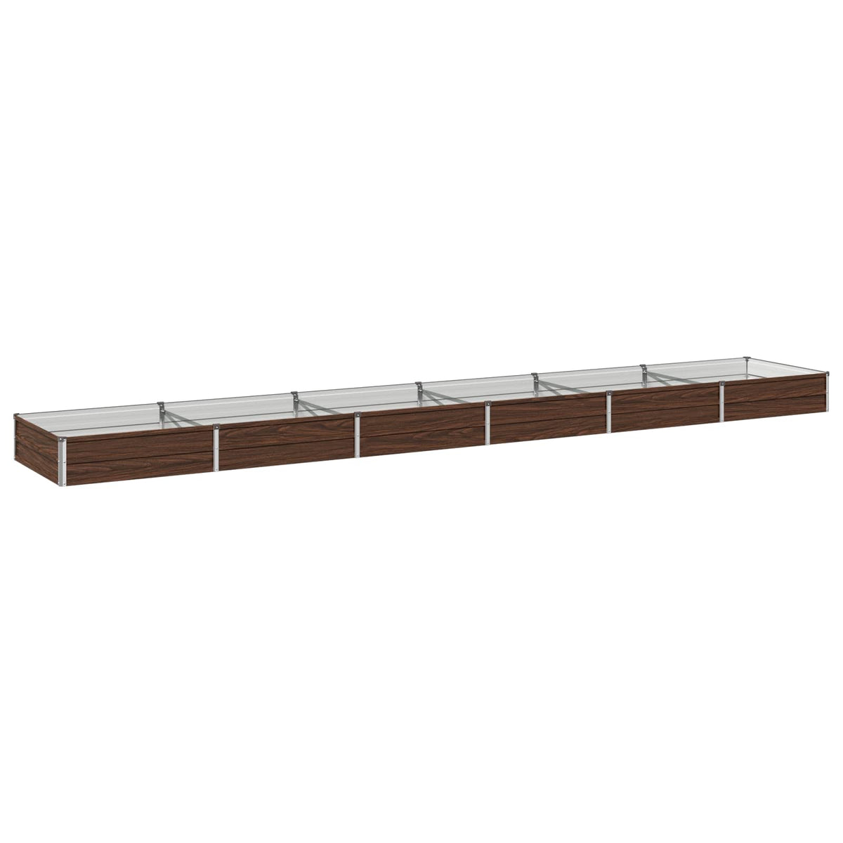 Raised Garden Bed 480 x 80 x 24 cm Galvanised Steel Black Walnut