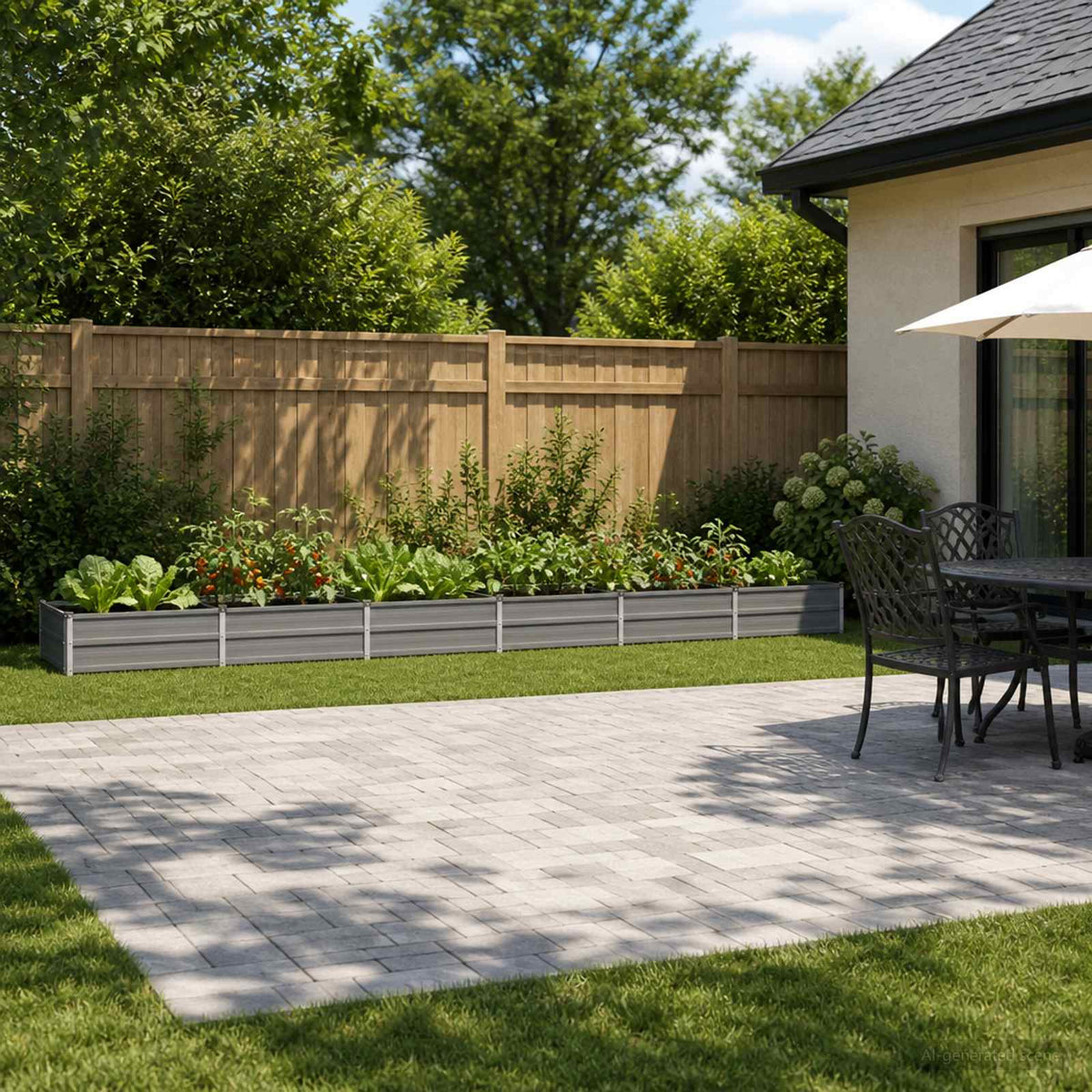 Raised Garden Bed 480 x 80 x 24 cm Galvanised Steel Grey