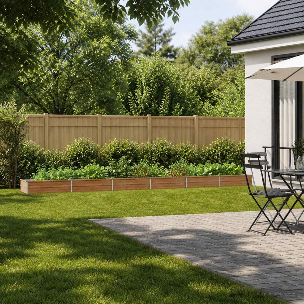 Raised Garden Bed 600 x 80 x 24 cm Galvanised Steel Wood Brown
