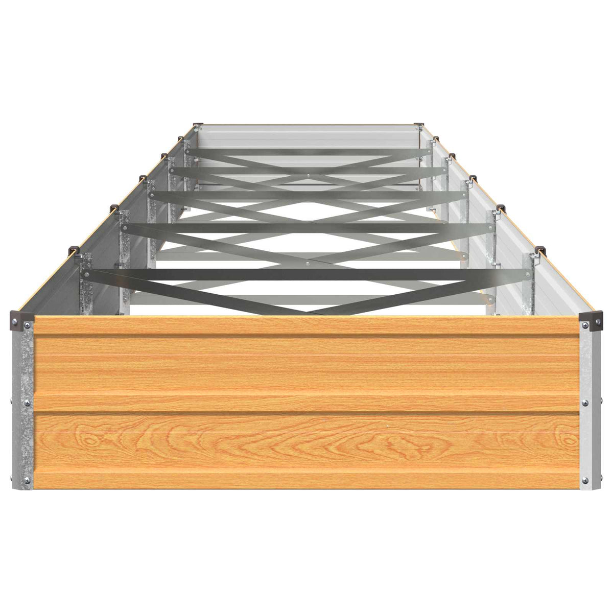 Raised Garden Bed 600 x 80 x 24 cm Galvanised Steel Wood Natural