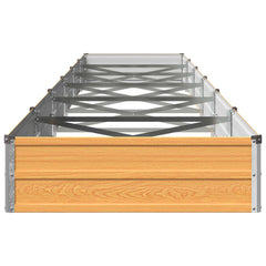 Raised Garden Bed 600 x 80 x 24 cm Galvanised Steel Wood Natural