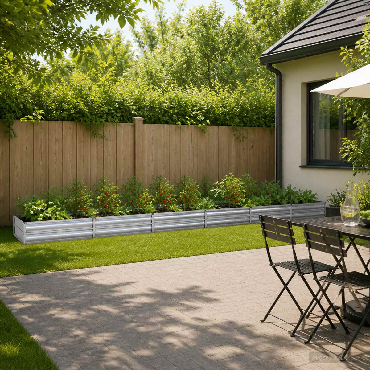Raised Garden Bed 600 x 80 x 24 cm Galvanised Steel Galvanised Silver