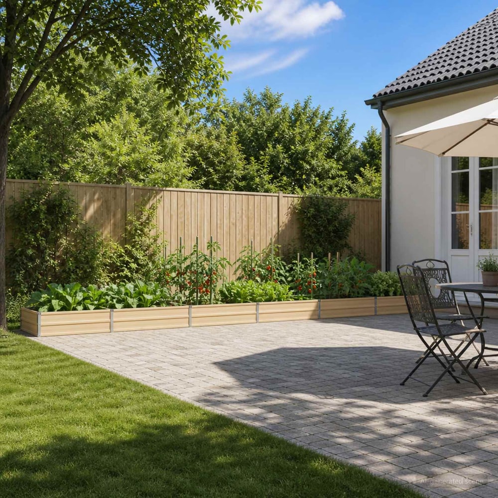 Raised Garden Bed 600 x 80 x 24 cm Galvanised Steel Ivory