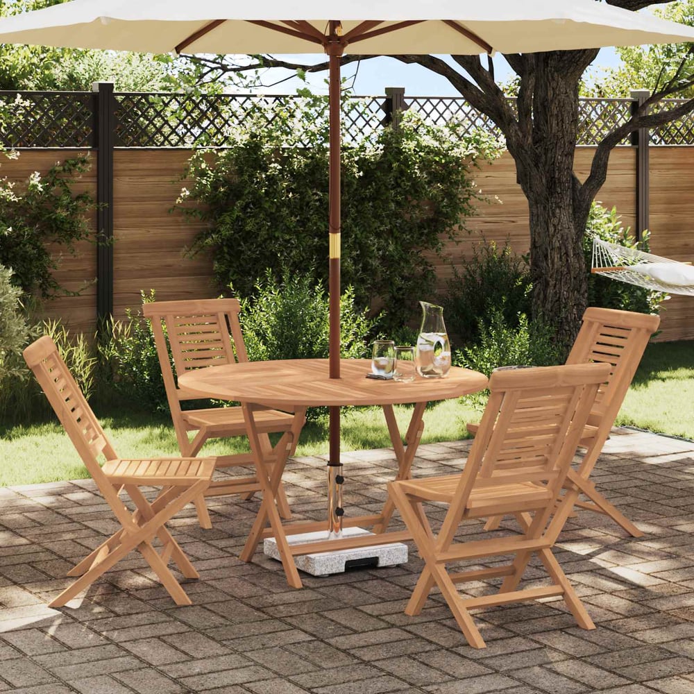 Garden Set 5 pcs Brown 110 x 110 x 75 cm Solid Teak Wood Armless chair Round