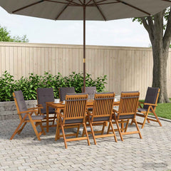 Garden Dining Set 6-Seaters Natural Solid Acacia Wood Anthracite Table + 8x chair