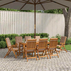 Garden Dining Set 6-Seaters Natural Solid Acacia Wood Taupe Table + 8x chair
