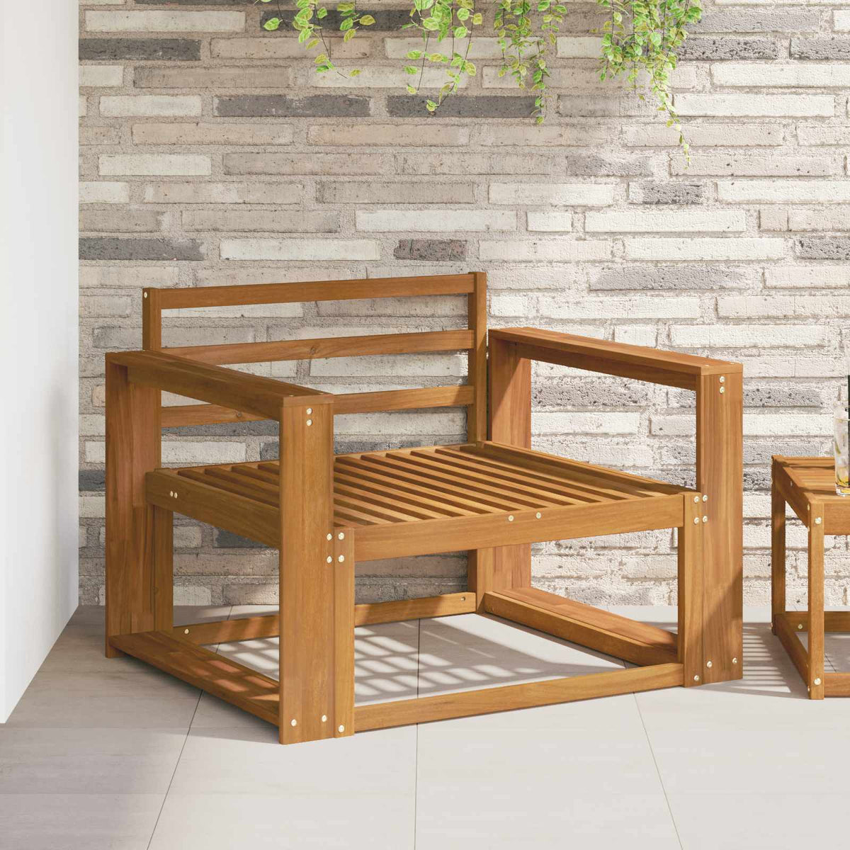 Outdoor Middle Sofa Solid Acacia Wood Natural Wide flat