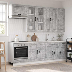 Kitchen Unit KALMAR 8 pcs Engineered Wood Concrete grey 100 cm