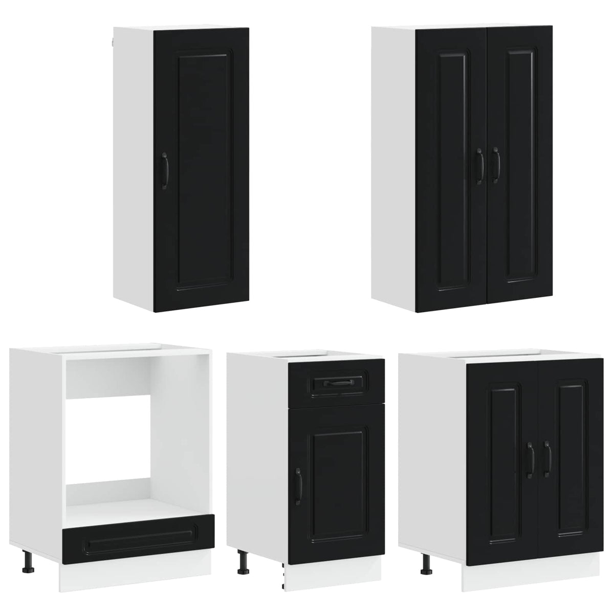Kitchen Unit KALMAR 5 pcs Engineered Wood Black 100 cm