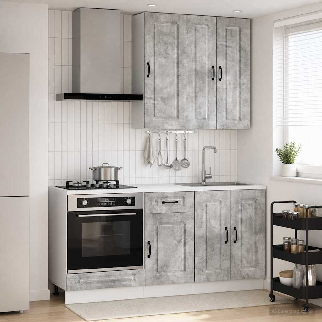 Kitchen Unit KALMAR 5 pcs Engineered Wood Concrete grey 100 cm