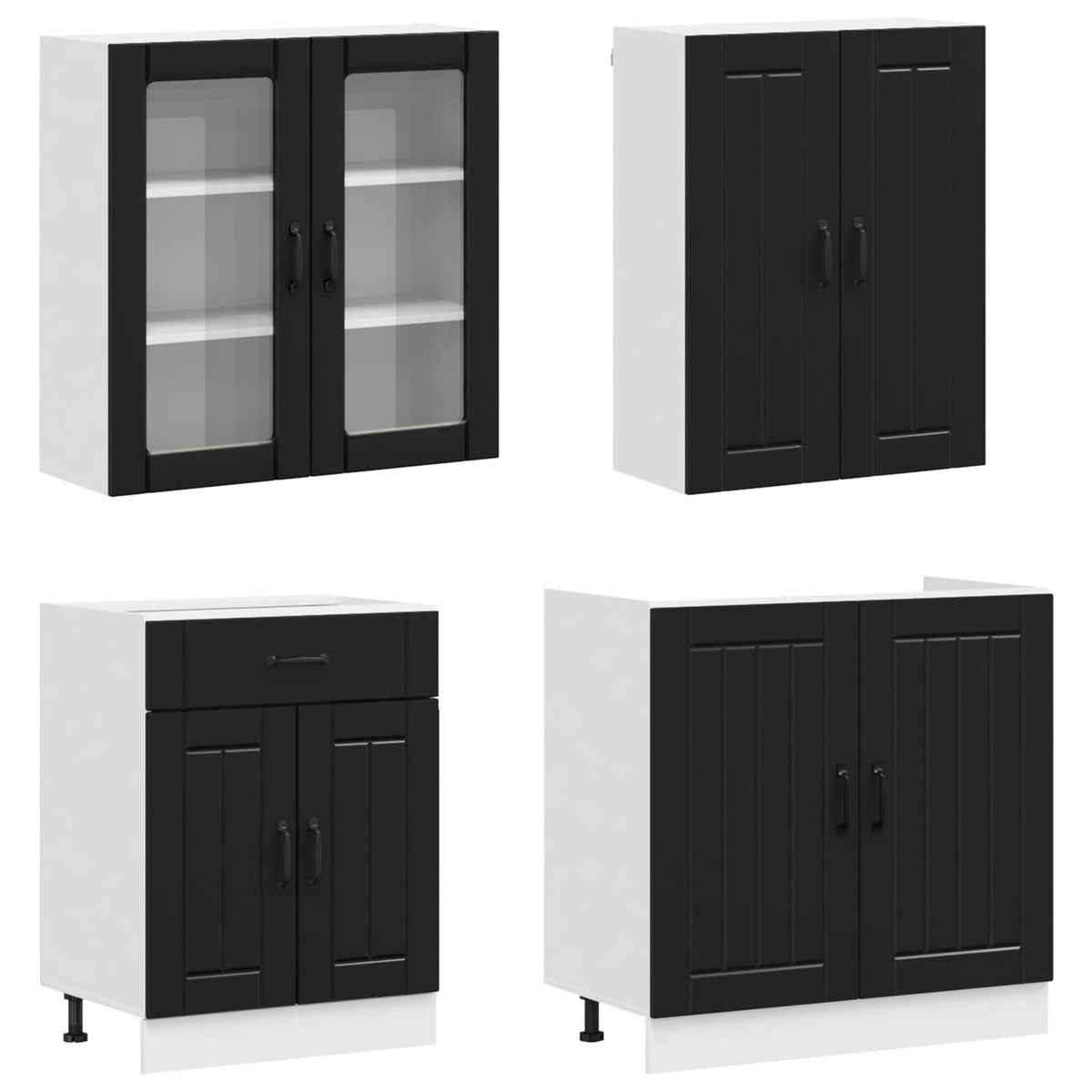 Kitchen Unit LUCCA Engineered Wood Black