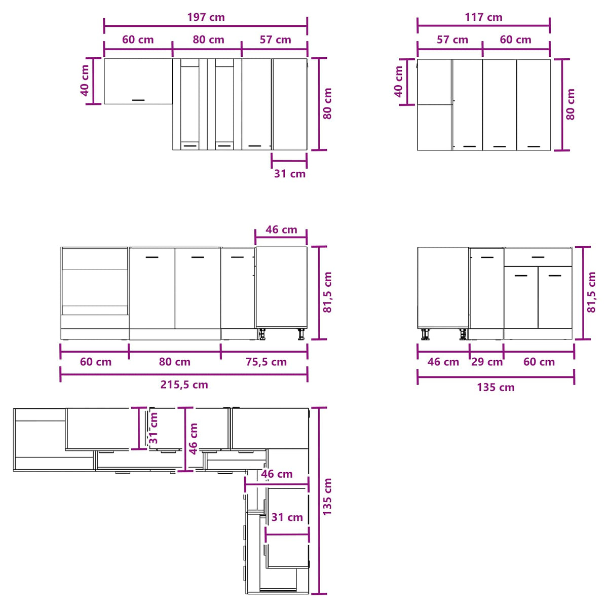 Kitchen Unit LYON 8 pcs Engineered Wood Sonoma oak 80 cm