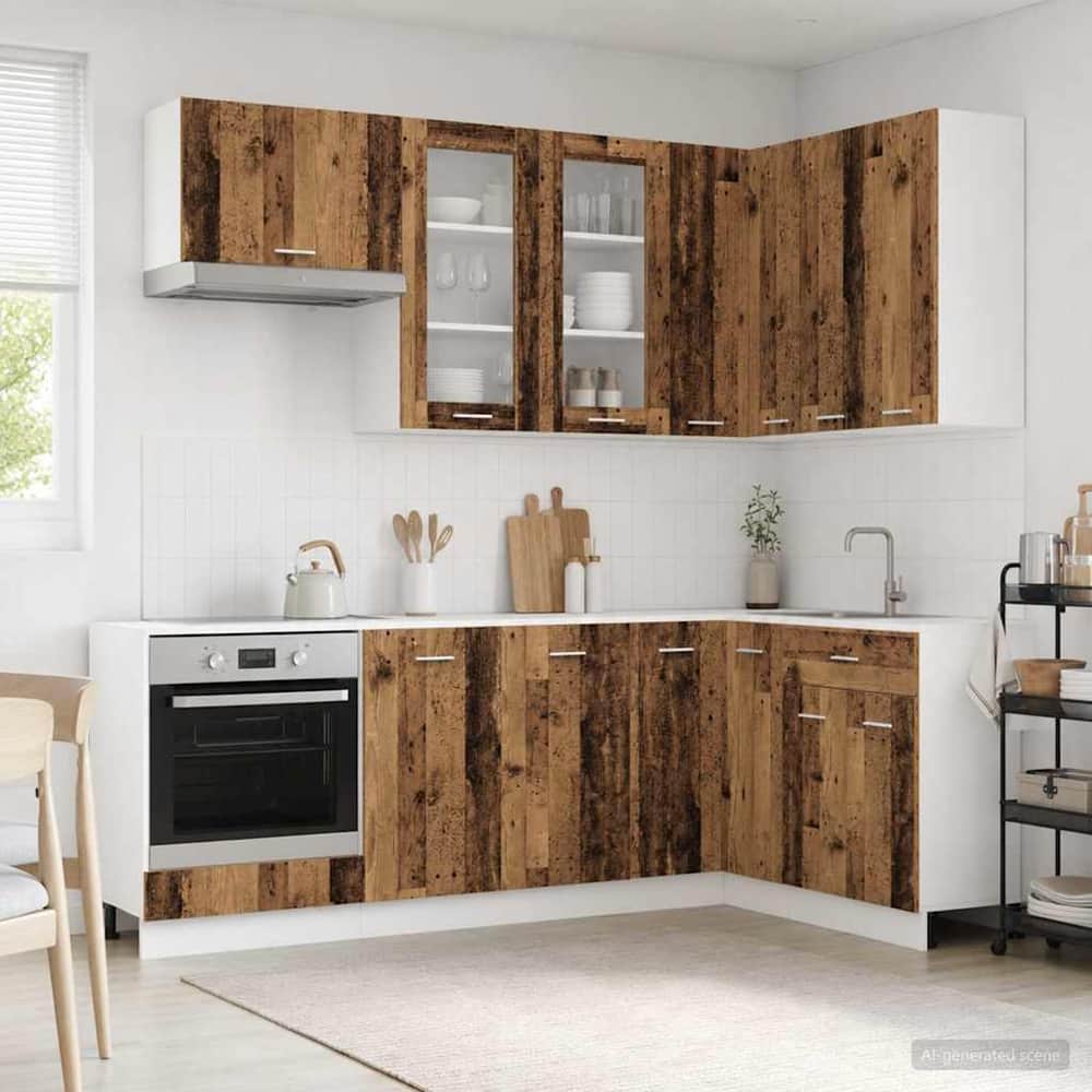 Kitchen Unit LYON 8 pcs Engineered Wood Old wood 80 cm