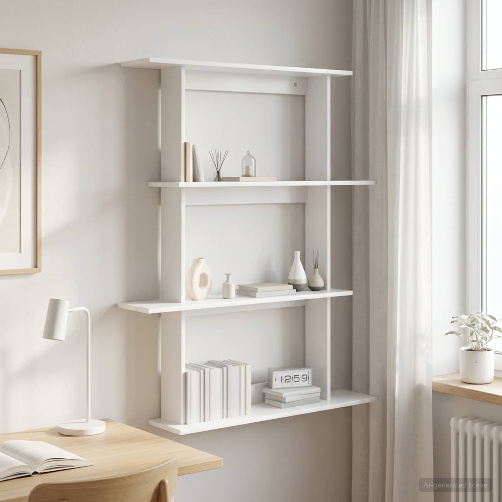 vidaXL Wall Shelf White 100 x 20 x 126 cm Engineered Wood 1
