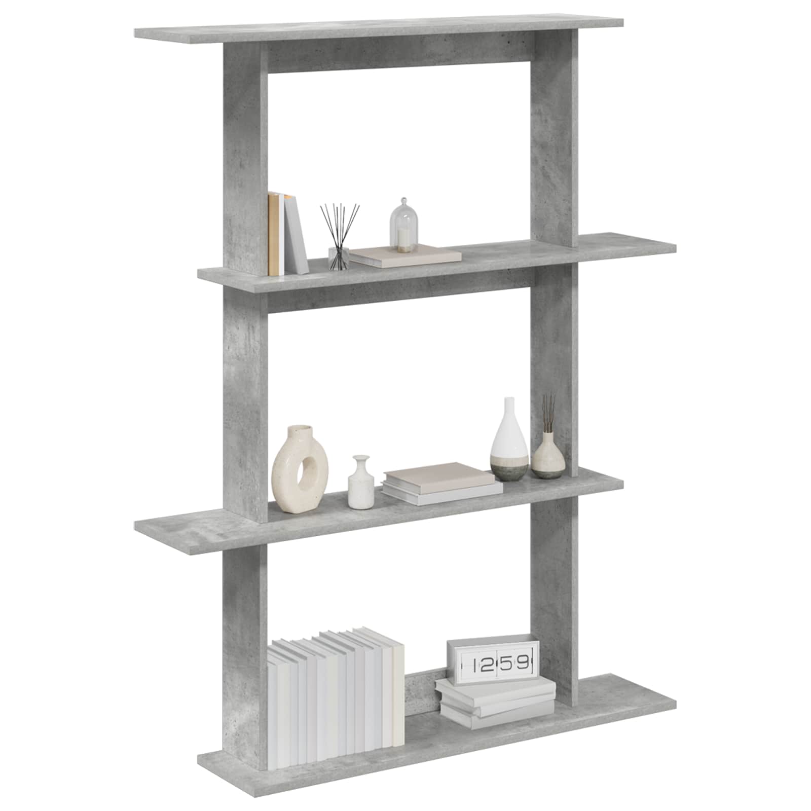 vidaXL Wall Shelf Concrete Grey 100 x 20 x 126 cm Engineered Wood 3