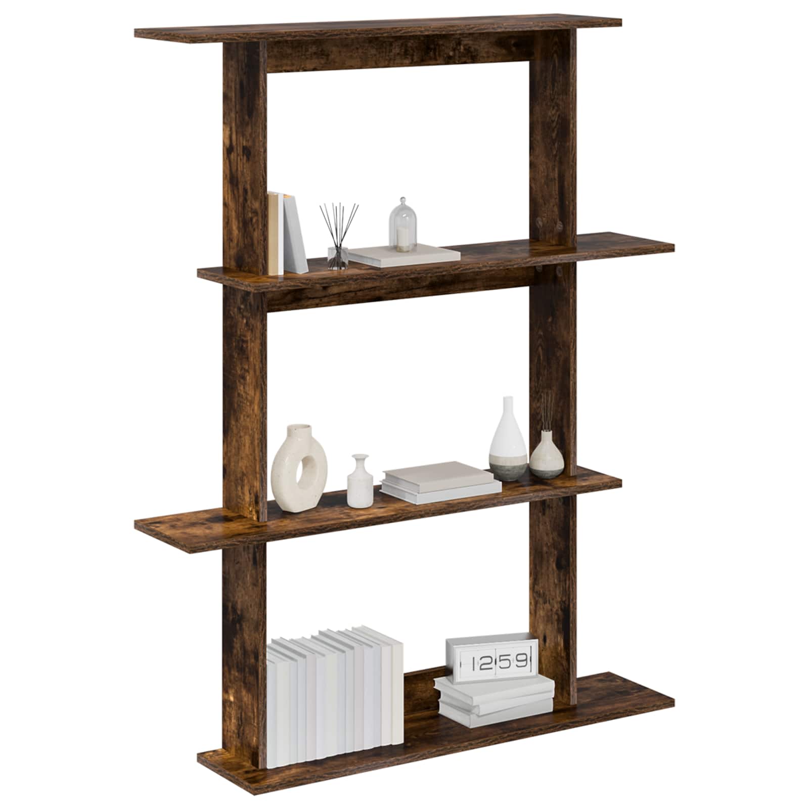 vidaXL Wall Shelf Smoked Oak 100 x 20 x 126 cm Engineered Wood 3