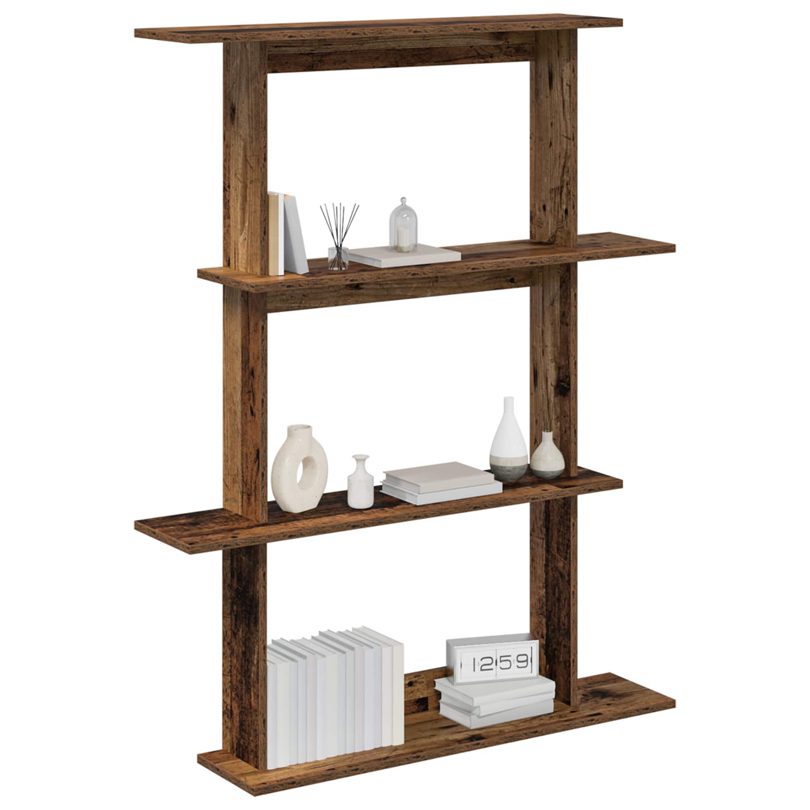 vidaXL Wall Shelf Old Wood 100 x 20 x 126 cm Engineered Wood 3