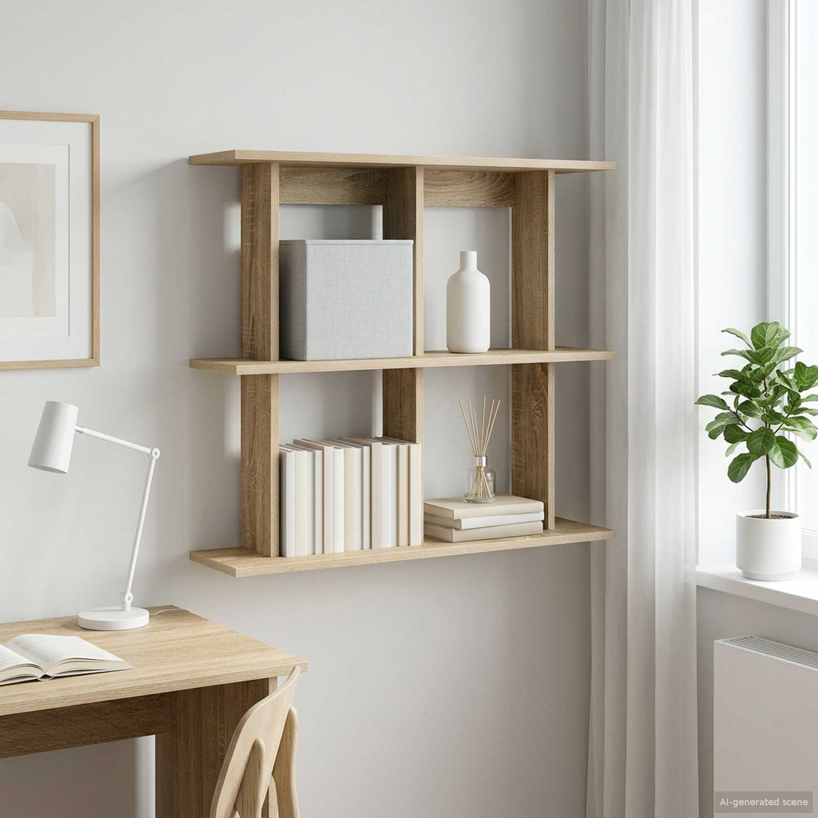 vidaXL Wall Shelf Wall-Mounted Sonoma Oak 80 x 20 x 75 cm 1