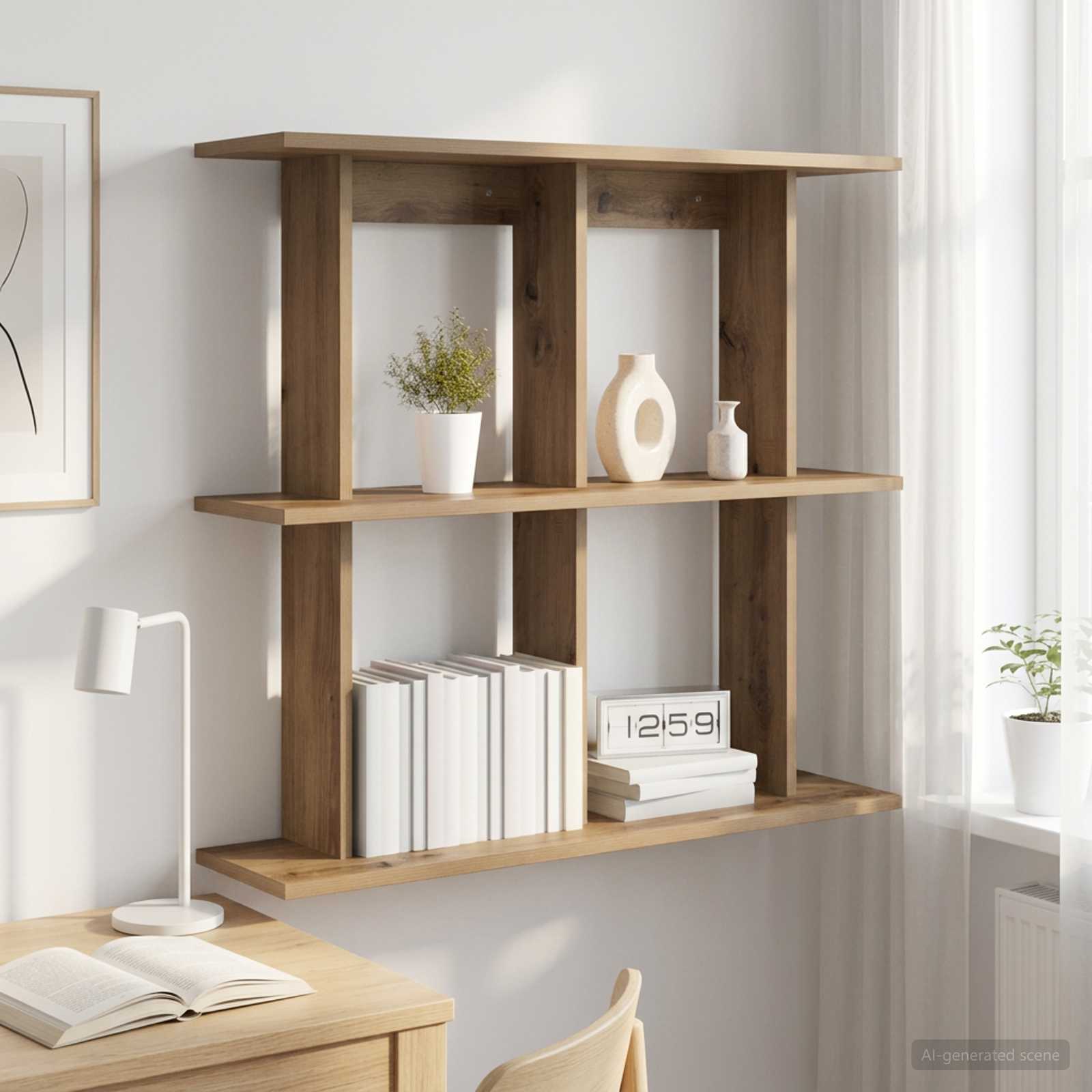 vidaXL Wall Shelf Wall-Mounted Artisan Oak 100 x 20 x 75 cm 1