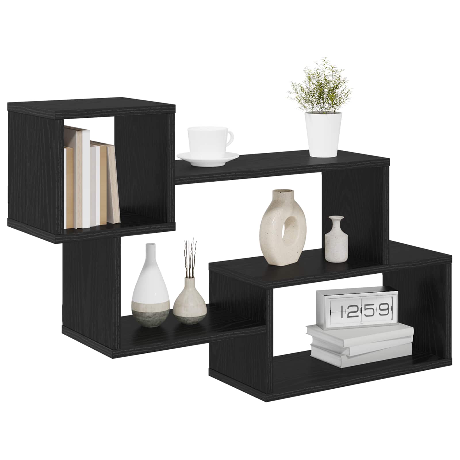 vidaXL Floating Shelf Wall-Mounted Black Oak 87 x 20 x 55 cm 3