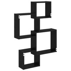 vidaXL Wall Cube Shelves Wall-Mounted Black Oak 64 x 13.5 x 91.5 cm 6