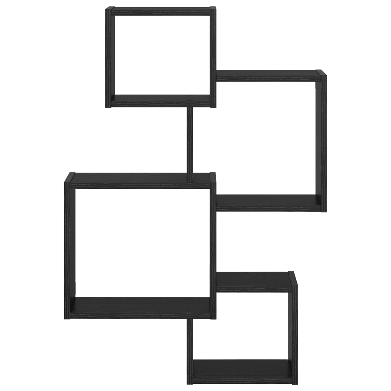 vidaXL Wall Cube Shelves Wall-Mounted Black Oak 64 x 13.5 x 91.5 cm 4