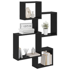 vidaXL Wall Cube Shelves Wall-Mounted Black Oak 64 x 13.5 x 91.5 cm 3