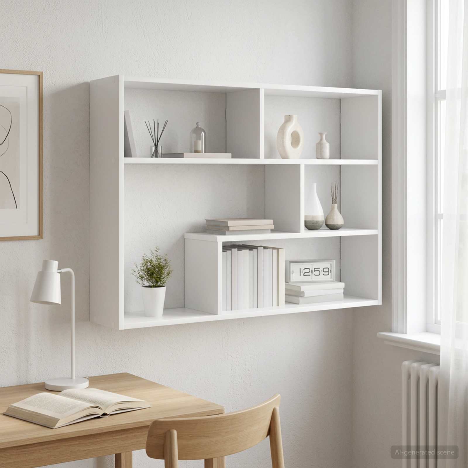 vidaXL Wall Shelf Wall-Mounted White 95 x 20 x 69.5 cm Engineered Wood 1
