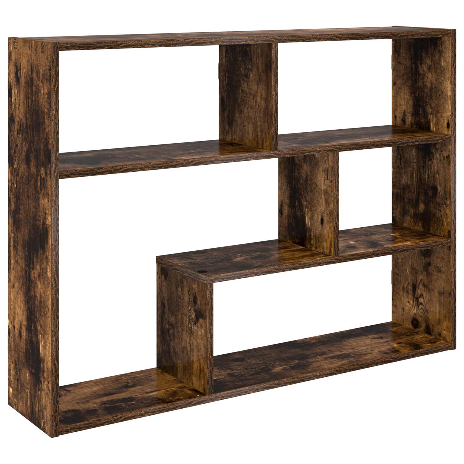 vidaXL Wall Shelf Wall-Mounted Smoked Oak 95 x 20 x 69.5 cm 2