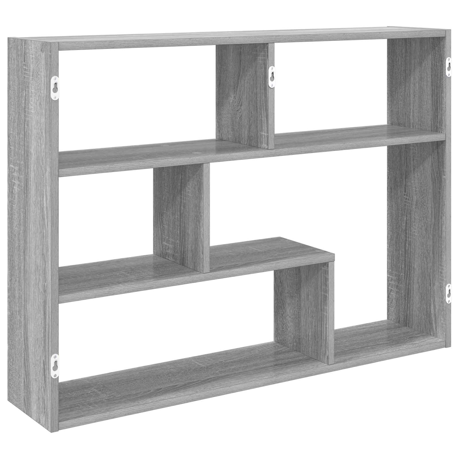 vidaXL Wall Shelf Wall-Mounted Grey Sonoma 95 x 20 x 69.5 cm 6