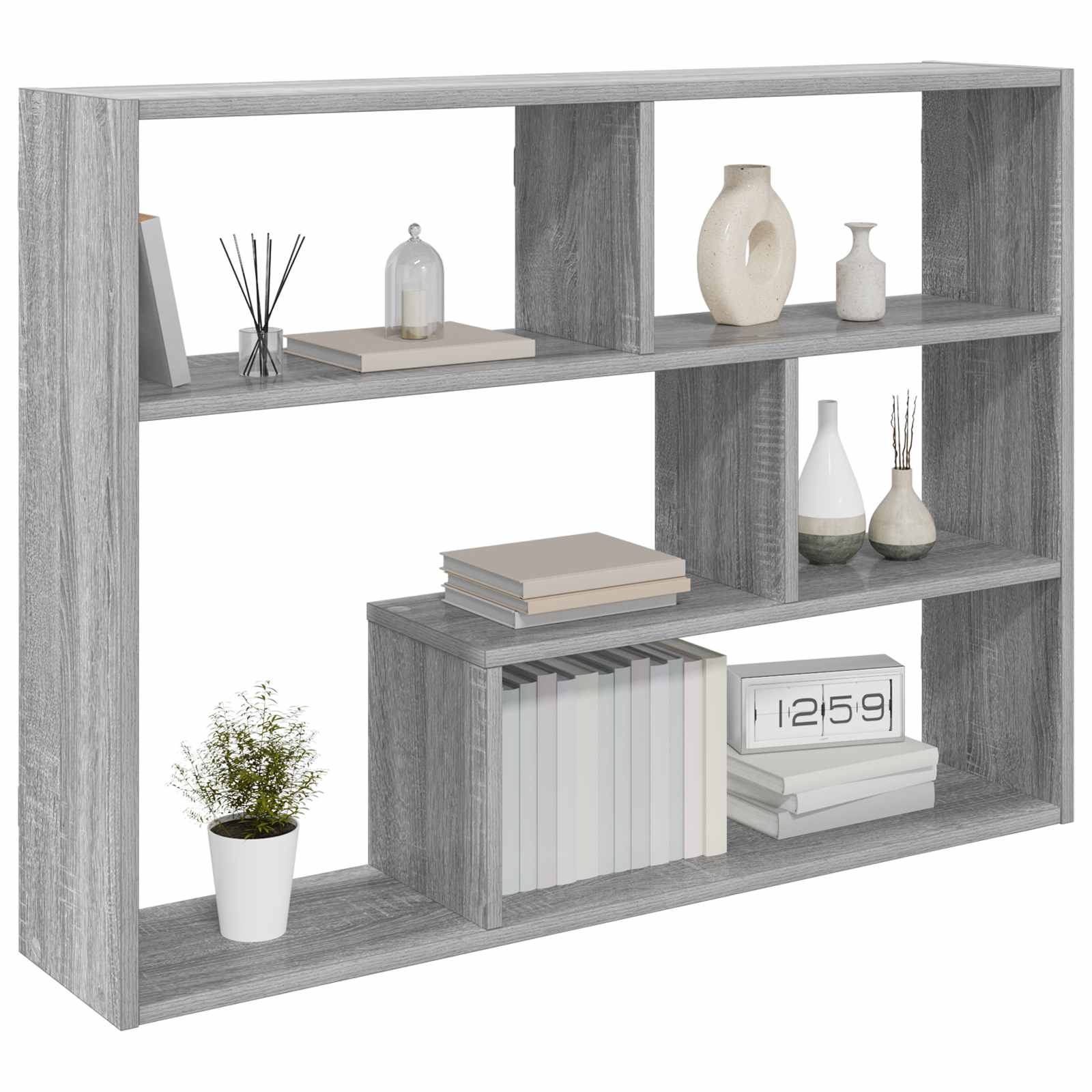 vidaXL Wall Shelf Wall-Mounted Grey Sonoma 95 x 20 x 69.5 cm 3