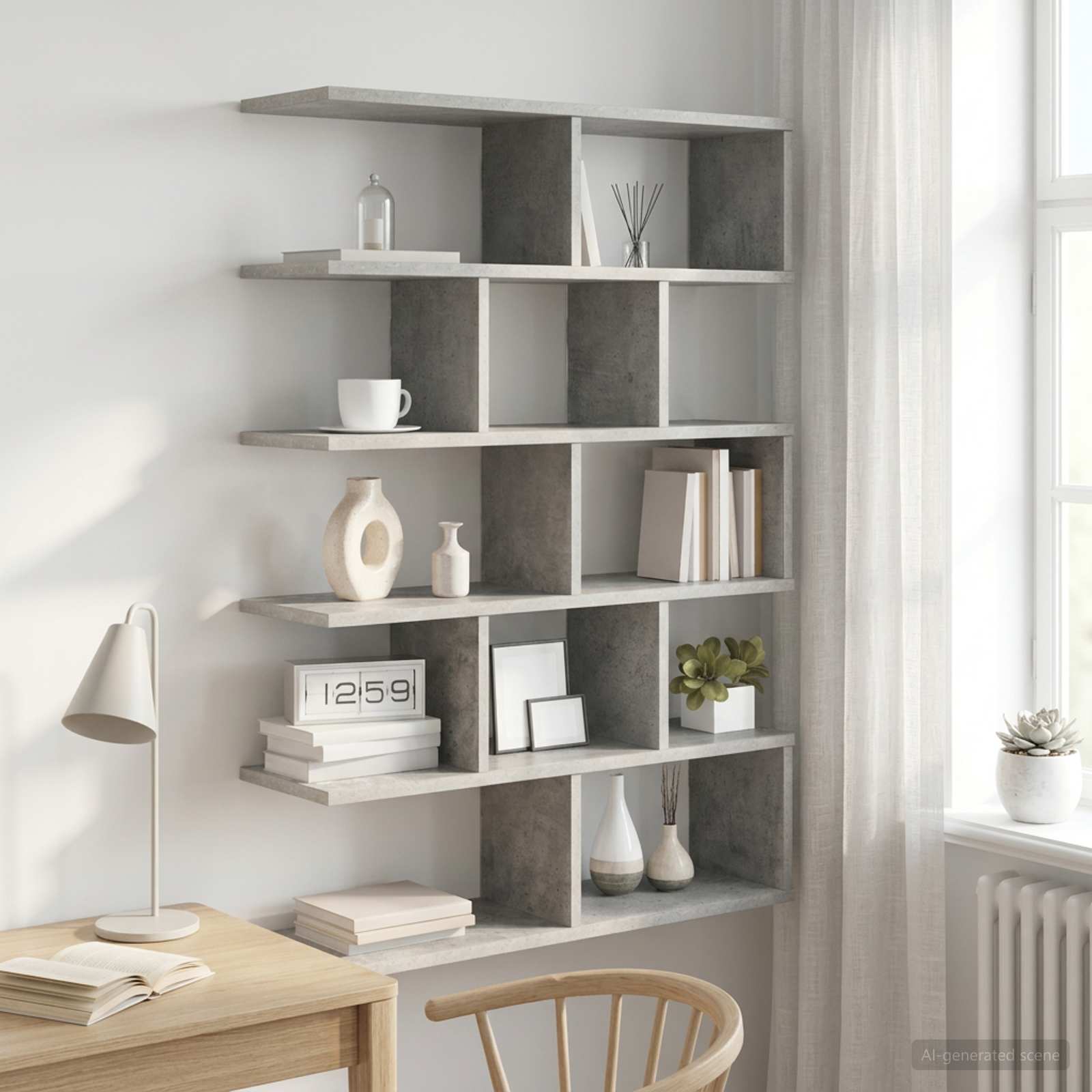 vidaXL Wall Shelf Concrete Grey 70 x 20 x 100 cm Engineered Wood 1