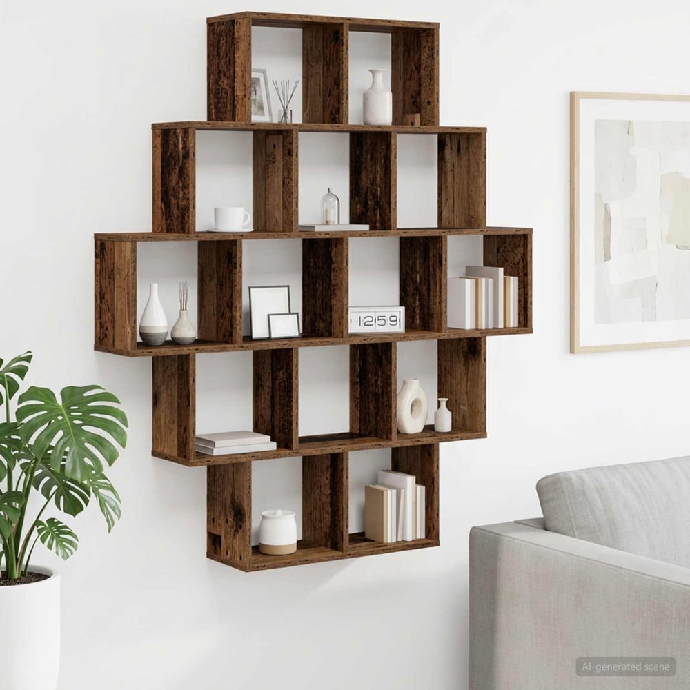 Wall Shelf 120 x 20 x 136 cm Engineered Wood Old wood