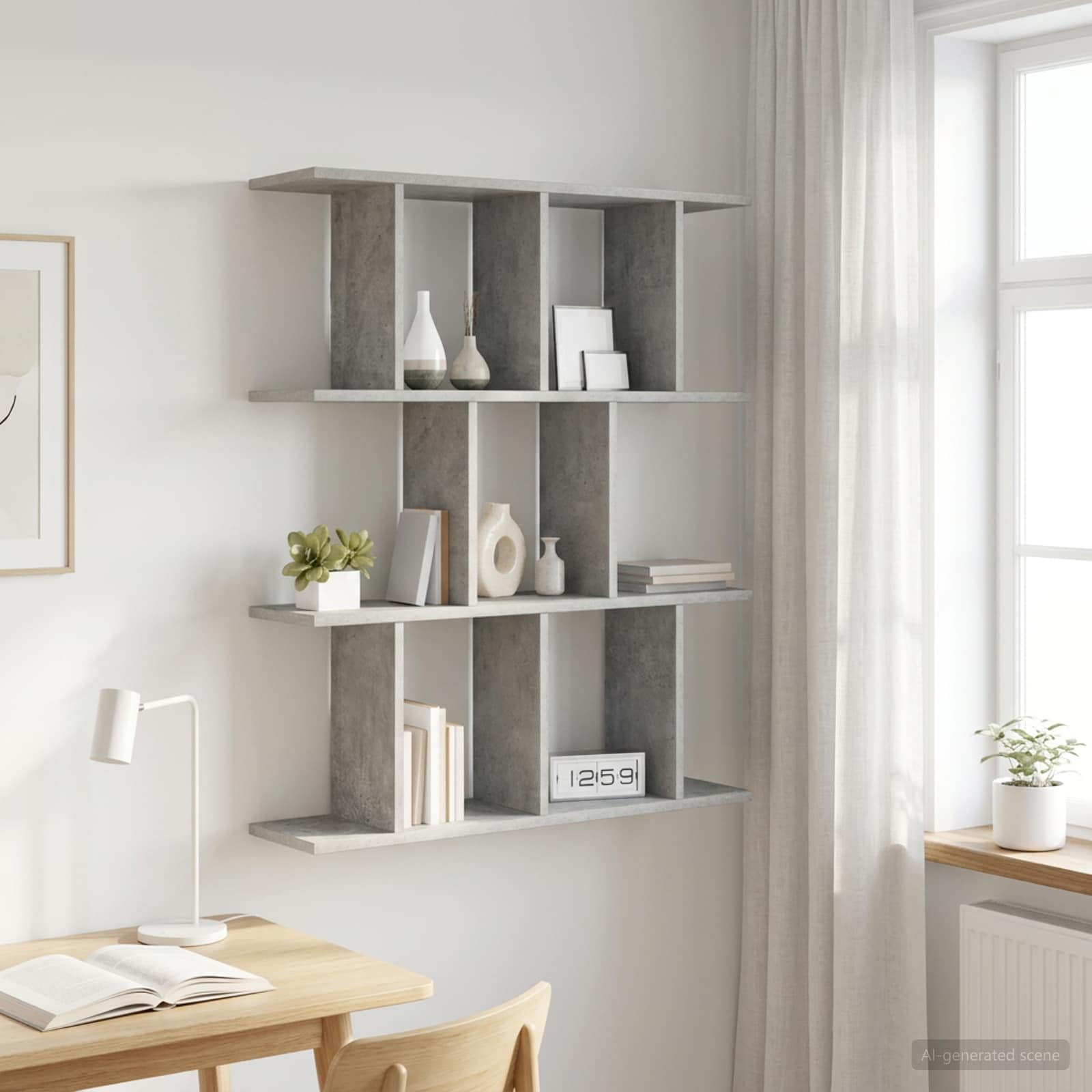 vidaXL Wall Shelf Concrete Grey 80 x 20 x 96 cm Engineered Wood 1