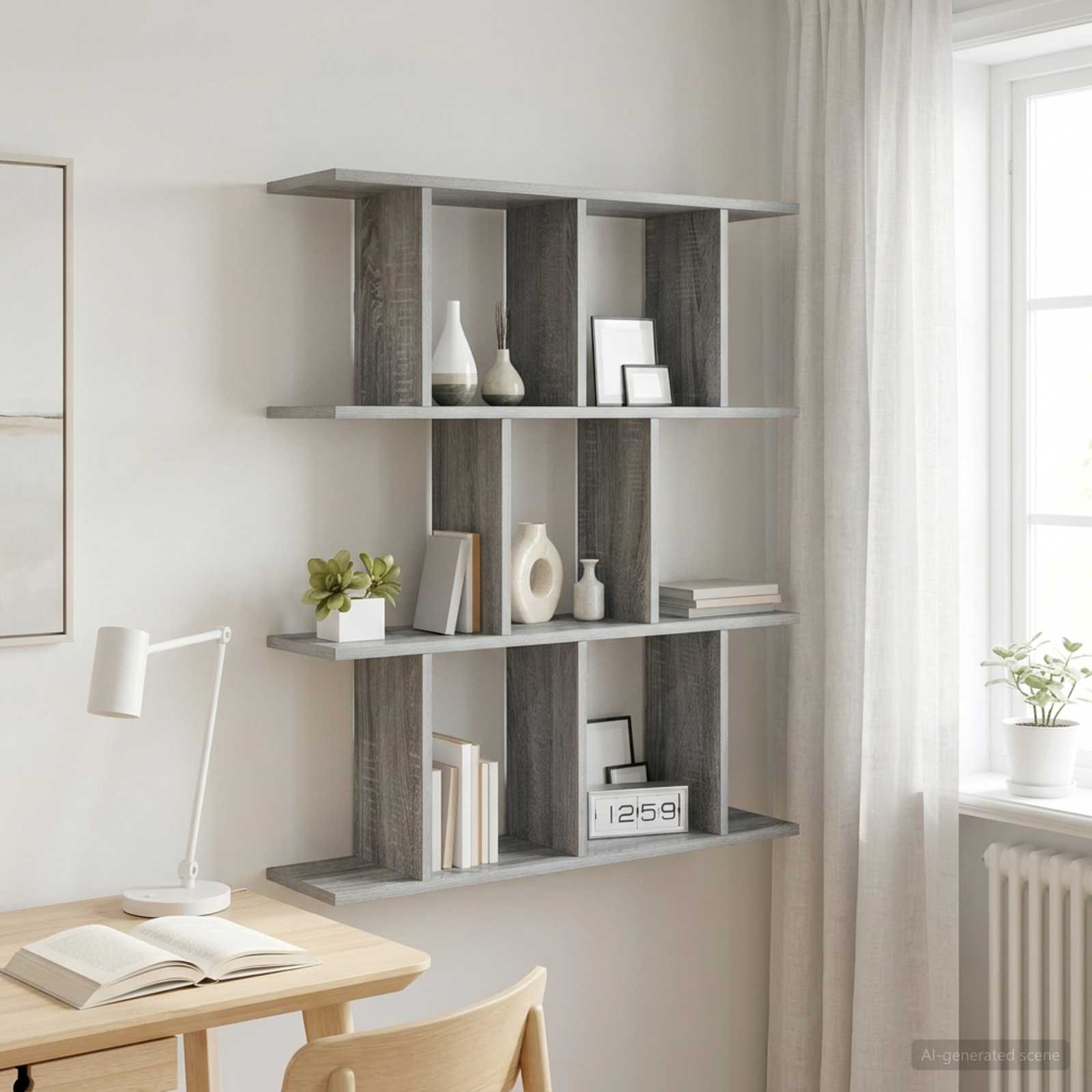 vidaXL Wall Shelf Grey Sonoma 80 x 20 x 96 cm Engineered Wood 1